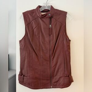 Lucky Brand Women's Genuine Leather Vest - Burgundy